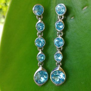 Givenchy Earrings Blue Crystal Silver Tone